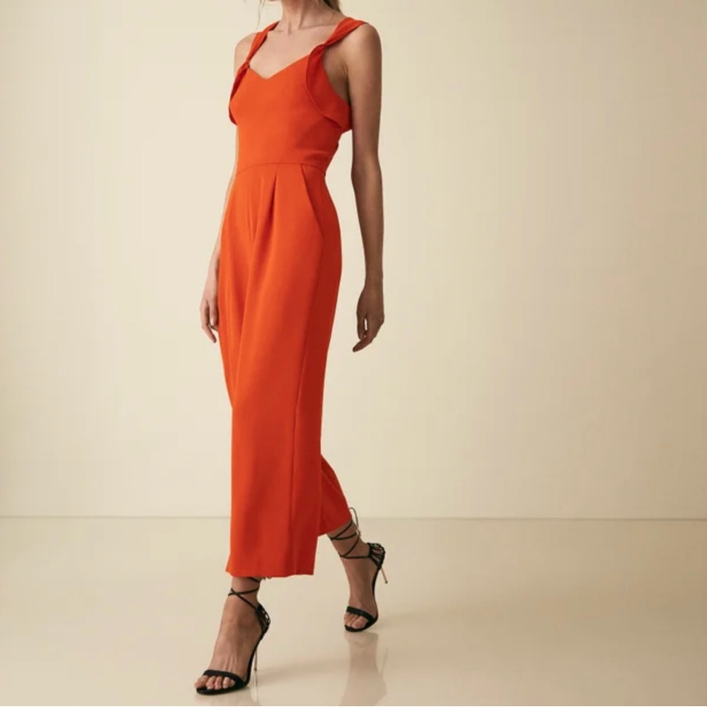 Reiss Amika Orange Bow Back Detail Jumpsuit